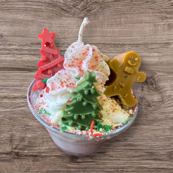 Festive Holiday Candle with Trees and Gingerbread (set of 2) - Picture 1 of 5